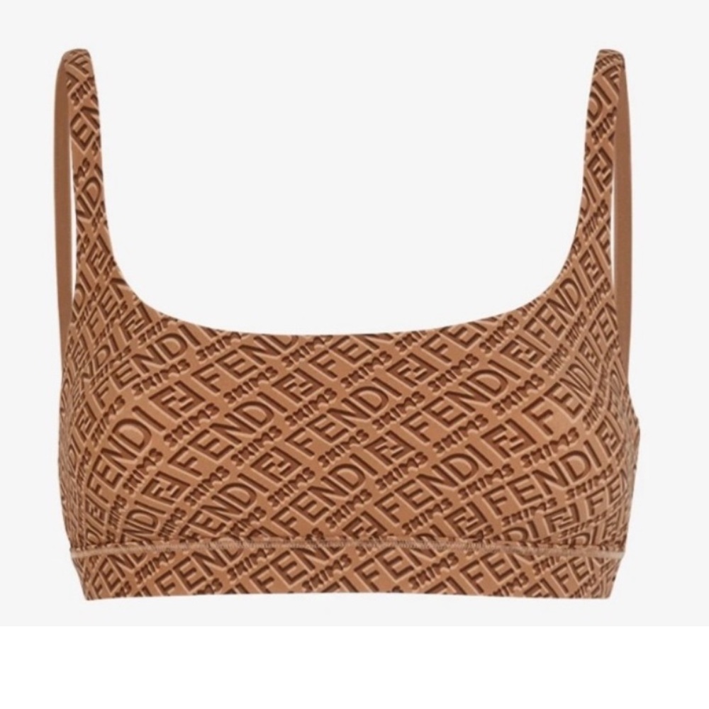 SKIMS X FENDI TAN/BROWN logo bralette